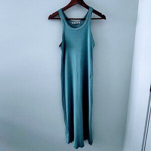 SUMMER AMO Denim Blue Ribbed Midi Tank Dress M